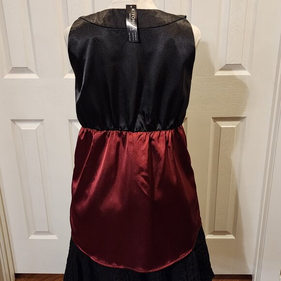 NWT - Kiyonna black & ruby red beaded silky/satin "tank" top - Picture 4 of 4